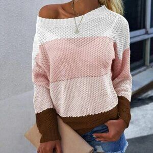 Casual Striped color-block knit sweater top